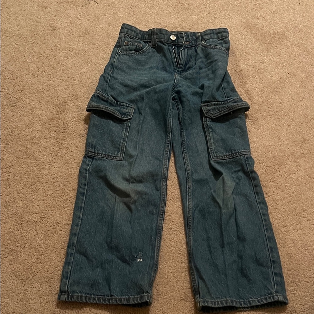 Girls Blue Cargo Jeans EUC